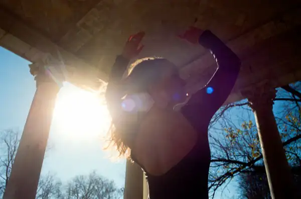Silhouette with backlight and dramatic lens flare